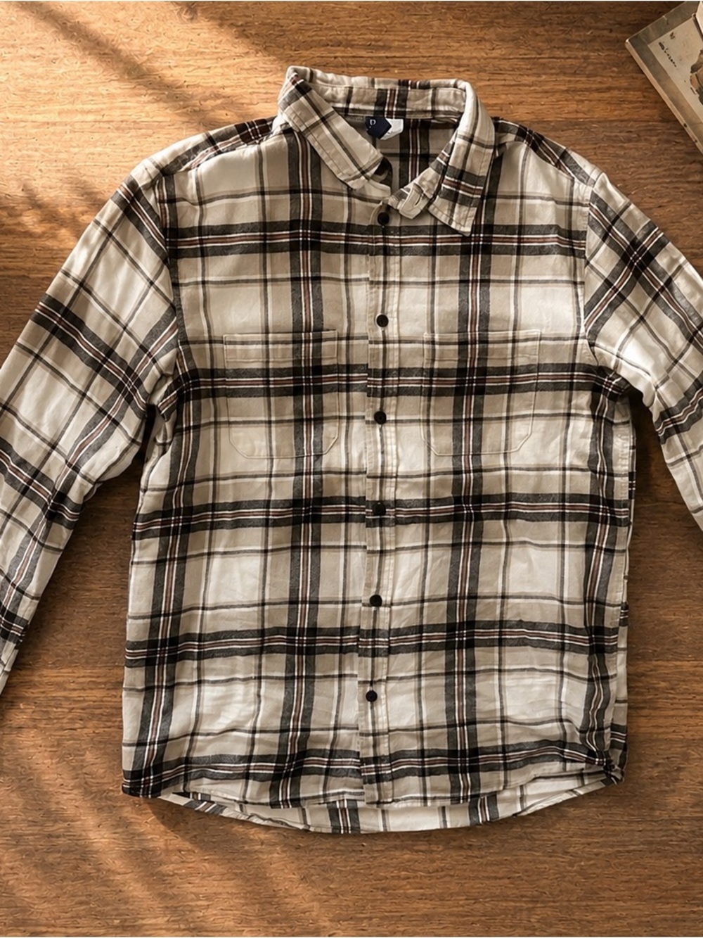 Divided Men's Cream & Brown Plaid Button-Down Shirt